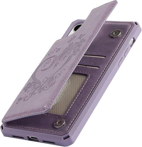 for iPhone 11 Pro Max Case,for iPhone 11promax Case,[ Credit Card Holder & Slot Wallet Case ] Back Shell Leather Cover Shockproof Protective Case with Strap(6.5")-Black in Kuwait