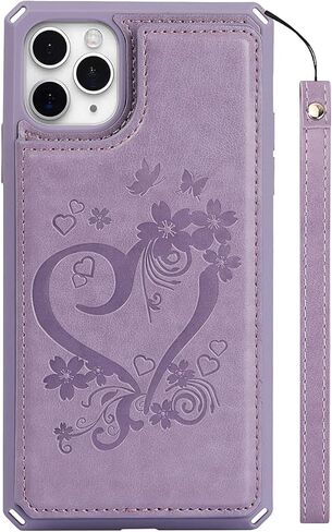 for iPhone 11 Pro Max Case,for iPhone 11promax Case,[ Credit Card Holder & Slot Wallet Case ] Back Shell Leather Cover Shockproof Protective Case with Strap(6.5")-Black in Kuwait