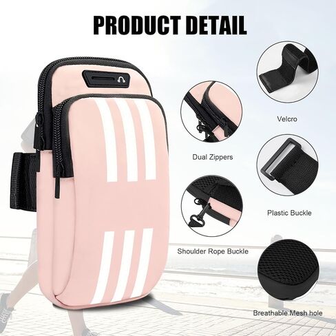 حامل هاتف لتشغيل محفظة الهاتف الخلوي للنساء والرجال والأطفال، iPhone 15 14 13 12 11 Pro Max Xs Xr X 8 7 6 Plus SE Mini Pouch، Galaxy S24 S23 S22 Ultra Edge Note Arm Bag أسود in Kuwait