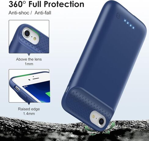 حافظة بطارية لهاتف iPhone 8/7/6s/6/SE (2022/2020)، حافظة شحن واقية محمولة وقوية بقوة 7000 مللي أمبير في الساعة، حافظة شاحن بطارية ممتدة قابلة لإعادة الشحن لهاتف iPhone 8/7/6s/6/SE (2022/2020) ( 4.7 بوصة) in Kuwait