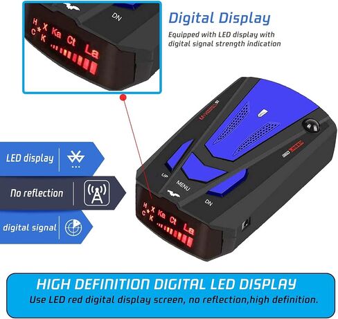 Newly Driving Aids for Cars, V7 Radar/Detector with City/Highway Mode, Long Range Tracking, Led Display, Ideal Gift for Cars (Blue) in Saudi Arabia