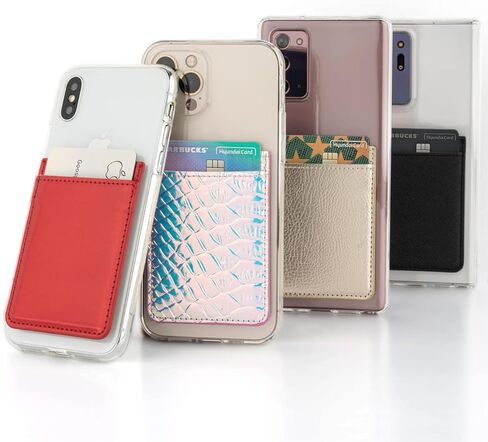 حامل بطاقات الهاتف GOOSPERY [4 عبوات] عصا لاصقة على المحفظة لظهر الهاتف، حافظة أنيقة وآمنة لبطاقات الائتمان/فتحة لبطاقة الهوية، حافظة جيب مناسبة لمعظم الهواتف الذكية in Kuwait