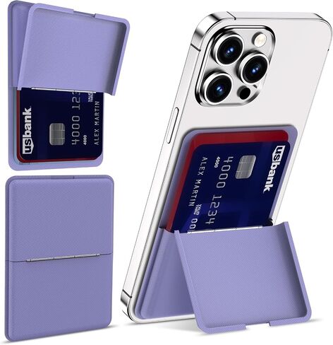 Asstar Magnetic Wallet Compatible with MagSafe Wallet for 3 Cards, Black | Adjustable Wallet Stand for Apple, Magnetic Card Holder Wallet for iPhone 17/16/15/14/13/12 Series, Twill PU Leather in Kuwait