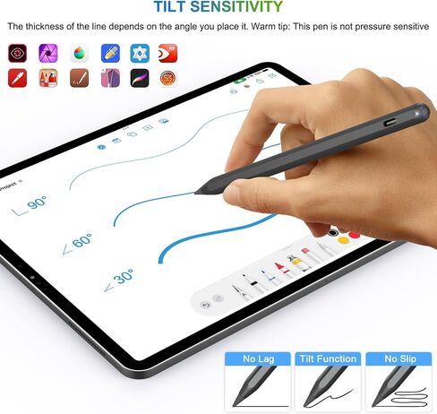 قلم iPad الجيل الثاني من الشحن اللاسلكي المغناطيسي، مثل قلم Apple مع خاصية رفض الإمالة وراحة اليد، قلم iPad متوافق مع iPad Air 3/4/5، iPad Mini 5/6، iPad 6/7/8/9/10 Gen، iPad Pro 11/12.9 in Saudi Arabia