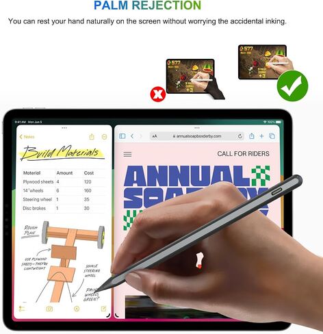 قلم iPad الجيل الثاني من الشحن اللاسلكي المغناطيسي، مثل قلم Apple مع خاصية رفض الإمالة وراحة اليد، قلم iPad متوافق مع iPad Air 3/4/5، iPad Mini 5/6، iPad 6/7/8/9/10 Gen، iPad Pro 11/12.9 in Saudi Arabia