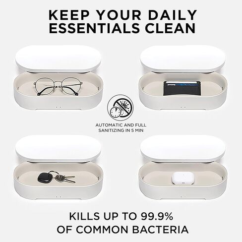 Lexon Oblio Box - Black UV Sanitizer Box - Qi-Compatible UV-C Light Sanitizer with 10W Wireless Charger - Can be Used for Watches, Jewelry, & Glasses in Saudi Arabia