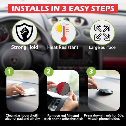 Dashboard Pad Mounting Disk for Suction Cup Mount - 3M Dashboard Sticky Pad for Car Phone Holder - Ultra Sticky Adhesive Replacement Disc for Garmin Dash Cam, GPS, iOttie Car Mount - 75mm 2-Pack in Saudi Arabia