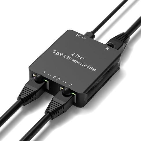 موزع إيثرنت Semusgx من 1 إلى 2 عالي السرعة 1000 ميجابت في الثانية، موزع RJ45 جيجابت إيثرنت، موصل مقسم إنترنت LAN لـ Cat 5/5e/6/7/8 (جهازان للشبكات في وقت واحد) in Saudi Arabia