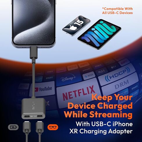 VITURE One iPhone 15 Pack: XR Glasses & USB- C XR Charging Adapter: Seamless Support on Spatial Video, Enabling Multi-Screen, Enhanced 3DoF, 1-Click 3D, VR Video on iPhone 15/15 Pro, Charge and Play in Kuwait