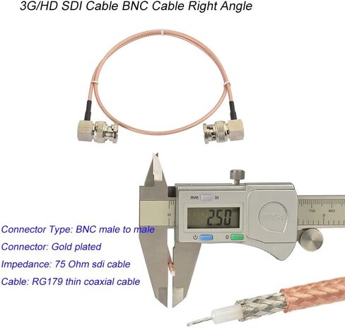كابل Superbat 3G HD SDI كابل BNC (30 سم 75 أوم) RG179 Jumper للكاميرات ومعدات الفيديو، يدعم HD-SDI/3G-SDI/4K/8K، كابل فيديو SDI (مستقيم، قطعة واحدة) in Kuwait