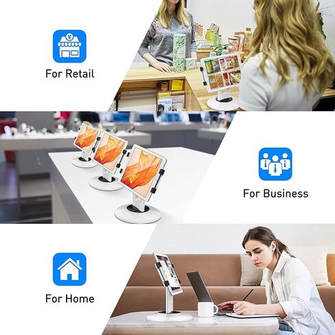 AboveTEK Retail Kiosk iPad Stand, 360° Rotating Commercial POS Tablet Stand, Fits 6"-13" (Screens) iPad Mini Pro-Business Swivel Tablet Holder, for Store Office Reception Kitchen Desktop (Black) in Saudi Arabia