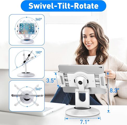AboveTEK Retail Kiosk iPad Stand, 360° Rotating Commercial POS Tablet Stand, Fits 6"-13" (Screens) iPad Mini Pro-Business Swivel Tablet Holder, for Store Office Reception Kitchen Desktop (Black) in Saudi Arabia