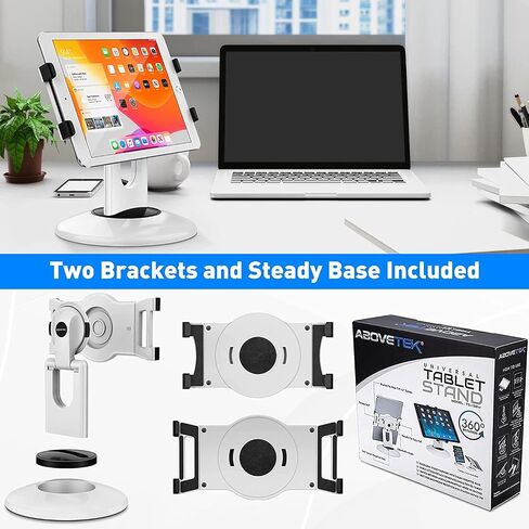 AboveTEK Retail Kiosk iPad Stand, 360° Rotating Commercial POS Tablet Stand, Fits 6"-13" (Screens) iPad Mini Pro-Business Swivel Tablet Holder, for Store Office Reception Kitchen Desktop (Black) in Saudi Arabia