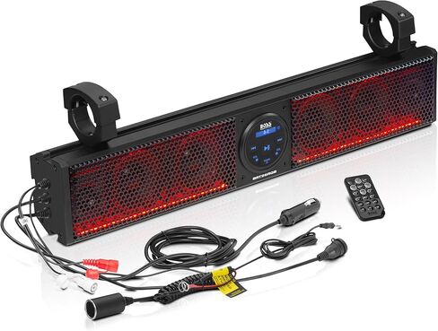 BOSS Audio Systems BRT26RGB ATV UTV Sound Bar System - 26 Inches Wide, IPX5 Rated Weatherproof, Bluetooth Audio, Amplified, 4 inch Speakers, 1 Inch Tweeters, USB Port, RGB Multicolor Illumination in Kuwait