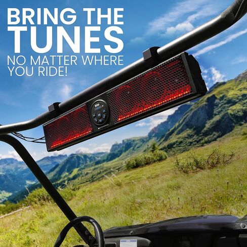 BOSS Audio Systems BRT26RGB ATV UTV Sound Bar System - 26 Inches Wide, IPX5 Rated Weatherproof, Bluetooth Audio, Amplified, 4 inch Speakers, 1 Inch Tweeters, USB Port, RGB Multicolor Illumination in Kuwait