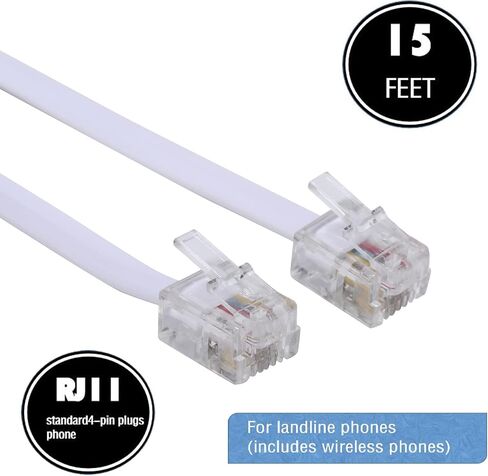 3Pack RJ11 Cable Phone Cord for Landline - 6ft Telephone Cord - Male to Male for Landline Phone and Fax - Black in Saudi Arabia