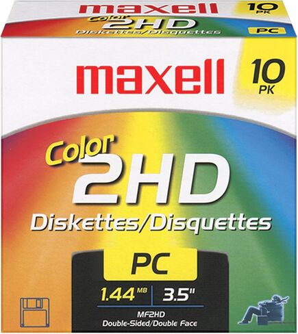 قرص Maxell 3.5 سعة 1.44 ميجابايت IBM MF2HD عالي الكثافة مسبقًا (10 عبوات، ألوان متنوعة) in Saudi Arabia