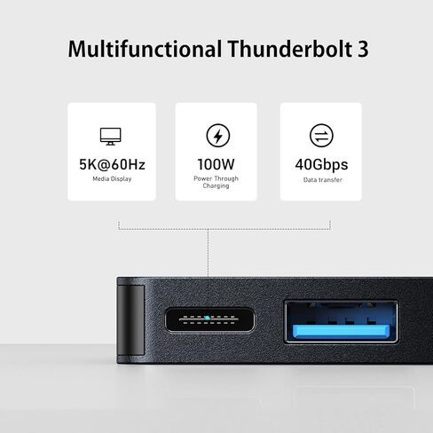 موزع RayCue USB C، موزع 7 في 1 USB C إلى HDMI، 2 USB 3.1 GEN1 و5 جيجابت في الثانية منفذ بيانات من النوع C، منفذ HDMI 4K، شحن PD 100W، قارئ بطاقة SD، لهاتف iPhone 15/Mac/Dell/Acer/HP/ ASUS/Steam Deck/Rog Ally in Kuwait