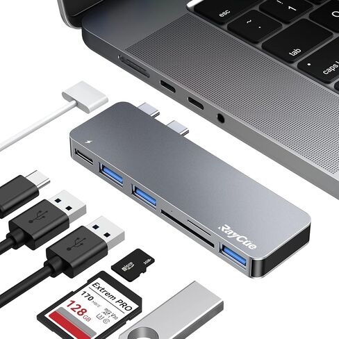 RayCue USB C Hub, 7 in 1 USB C to HDMI Splitter, 2 USB 3.1 GEN1 and 5Gbps Type-C Data Port, 4K HDMI Port, PD 100W Charging, SD Card Reader, for iPhone 15/Mac/Dell/Acer/HP/ASUS/Steam Deck/Rog Ally in Saudi Arabia