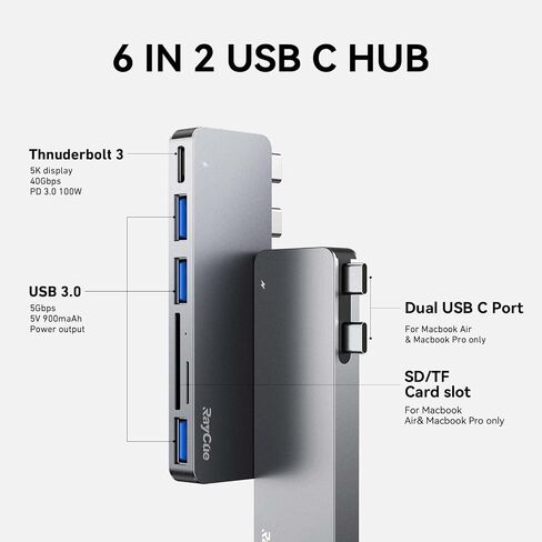 RayCue USB C Hub, 7 in 1 USB C to HDMI Splitter, 2 USB 3.1 GEN1 and 5Gbps Type-C Data Port, 4K HDMI Port, PD 100W Charging, SD Card Reader, for iPhone 15/Mac/Dell/Acer/HP/ASUS/Steam Deck/Rog Ally in Saudi Arabia