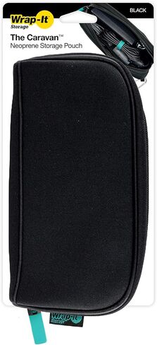 حقيبة Caravan Neoprene من Wrap-It Storage - حقيبة شاحن الكمبيوتر المحمول، وحقيبة ملحقات الإلكترونيات والكمبيوتر المحمول، وسلك طاقة الكمبيوتر وحقيبة الملحقات، وحقيبة السفر أو حقيبة القلم الرصاص، أسود in Kuwait