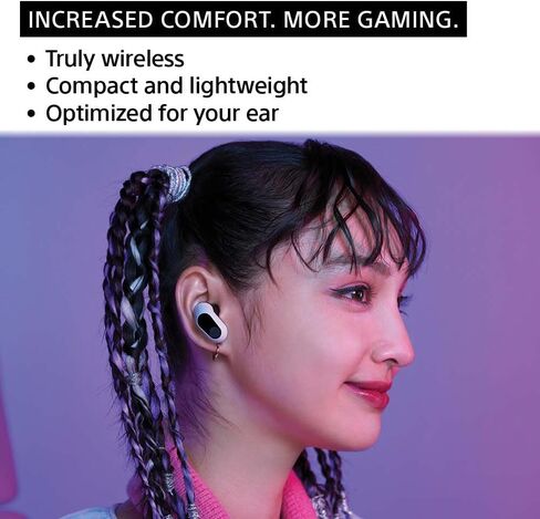 سماعات أذن Sony INZONE Buds Truly Wireless Noise Canceling Gaming، بطارية 12 ساعة، للكمبيوتر الشخصي، PS5، صوت مكاني 360 درجة، زمن استجابة منخفض 30 مللي ثانية، دونجل USB-C وصوت LE (LC3)، WF-G700N أبيض in Saudi Arabia