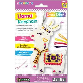 C.S. Kids KC13 My Llama Keychain, First Sewing Arts & Crafts Gifts -Crafting Keychain | Educational DIY Cross-Stitch for Kids