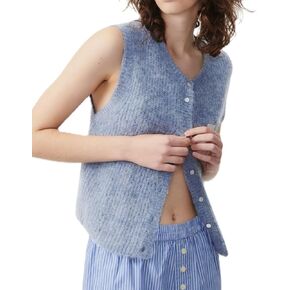 UAURORAO Women Chunky Sweater Vest Button Down Crochet Cable Knit Cardigan Sleeveless Open Front Knitted Crop Waistcoat