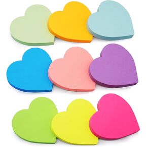 (738 Sheets) Heart Sticky Notes, Super Cute Heart Shaped Sticky Notes Heart Shaped Note Pads, 9 Color Bright Colorful Sticky Pad Strong Adhesive Post, Heart Notes, 3x3 in, 82 Sheets/Pad, 9 Pads