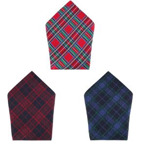 Trafalgar Men's Plaid 13-inch Silk Pocket Square Trio 3 Pack