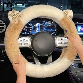Steering Wheel Cover Adorable Teddy Bear Ear Cozy Universal Fit Adds Fun to Your Car Interior (2)