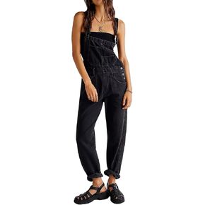 Faretumiya Denim Overalls Women Sleeveless Oversized Bib Pants Straight Leg Jeans Dungarees Ajustable Suspenders Trousers