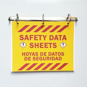 SDS Magnetic Hanging 3-Ring for conspicuous display of Safety Data Sheets. 1" D Ring with SDS Cover Sheet. (1" CAPACITY D)