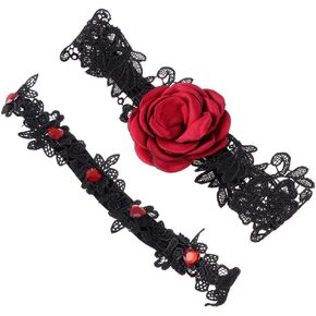 Andy's Orchids 2 Pieces Lace Bridal Garter Set, Sexy Garter Wedding Bridal Prom Leg Garter Belts for Women Girls