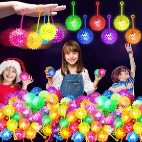 28 PCS Light up Ball, LED Bouncy Ball, Flashing Squeaky Ball, Spiky Balls for Kids, 2.55inch Light up Sensory Toys, Glow in The Dark Toys, for Party Favors, Prizes for Kids, Classroom Prizes