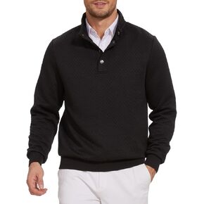 Men's Sweatshirt Quilted Mens Sweater Quarter Button Pullover Sweater Knit Long Sleeve Stand Collar Warm Lightweight