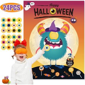 Funnlot Halloween Party Games for Kids Halloween Game Pin The Eye on The Monster Game Halloween Party Games Activities Halloween Pin The Tail Game