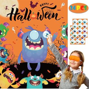 Halloween Party Games Pin Eye on The Monster Game Reusable Pin The Monster Halloween Party Favor Supplies for Kids Girls Boys