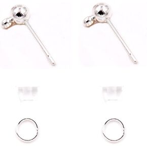 Excellent Quality Earring Findings for Jewelry Making, 100 pcs/50 Pairs Ball Post Earring Stud with Earring Backs Silver