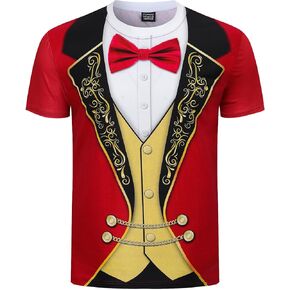 Funny World Men's Ringmaster Shirt Graphic Circus Costume Showman T-Shirt