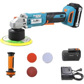 KuAFu 20V Cordless Car Buffer Polisher,5-Inch Dual Action Round Orbital Polisher with 6 Variable Speeds,Anti-vibration Handle,Car Sanding Polishing Waxing,4.0Ah Battery and fast charger
