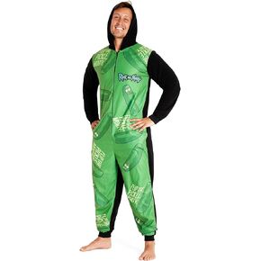 RICK AND MORTY Adult Pyjama for Men Teenagers - Hooded Fluffy Fleece Pyjama For Men M-3XL Lounge Wear - Gifts for Men