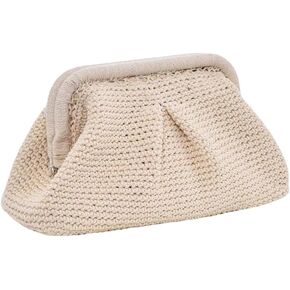 Summer Beach Clutch Purses for Women Woven Crochet Handbags Dumpling Clutch Ruched Cloud Purse Casual Colorblock Bag