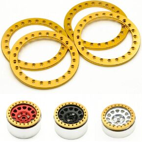 RCLIONS 4pcs Aluminum Replacement Wheel Rim Beadlock Ring for 1:10 RC Crawler Car 2.2" RC Wheels/Rims (Gold)