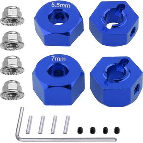 Enhanced Aluminum Wheel Hex Hubs & Locknuts Set for Traxxas Slash 2WD, Rustler, Stampede - Direct Replacement for 1654 3654