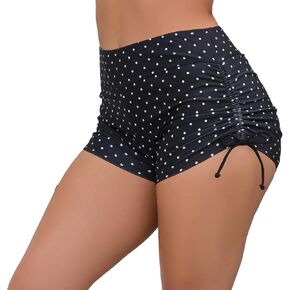 Halcurt Women's High Waisted Swim Board Shorts Tummy Control Side Tie Adjustable Tankini Swimsuit Bottoms