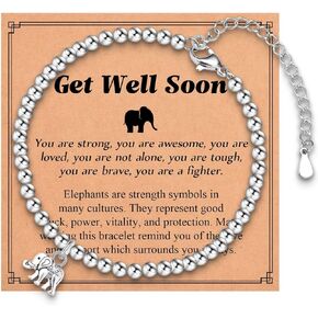 Elephant Gifts for Women, Inspirational Elephant Bracelet Get Well Soon Feel Better After Surgery Recovery Encouragement Gifts for Women Girls Her