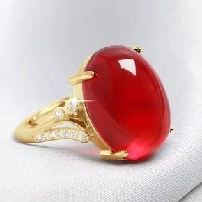 Chalcedony Open Ring for Women Sterling Silver Topaz Agate Ring Gemstone Boho Silver Jewelry Vintage Antique Real Natural Genuine Quartz Crystal Gemstone Ring Red