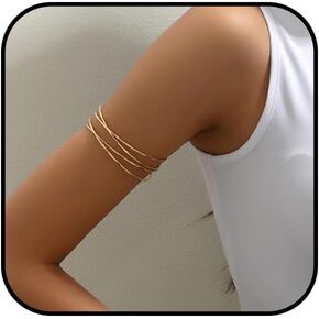 Arm Cuff for Women Layered Arm Cuff Open Adjustable Arm Cuff Gold Silver Upper Arm Cuff Bracelet Minimalist Armband Trendy Jewelry