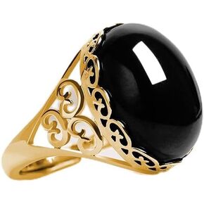 Chalcedony Open Ring Handmade Ring for Women Oval Gemstone Costume Silver Jewelry Green Simulated Chalcedony Yellow RedSimulated White Quartz Statement Ring 18K Gold Plated 925 Silver White